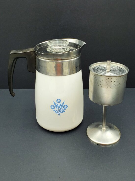 Corningware Other - Corningware Blue Cornflower 6 C Stovetop Percolator Complete 5 Piece Coffee Pot